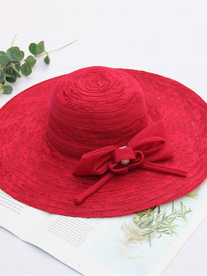 Women's Hat Bucket Hat Sun Hat Light Pink Black Wine Party Outdoor Dailywear Floral Floral Portable Windproof Comfort - LuckyFash™