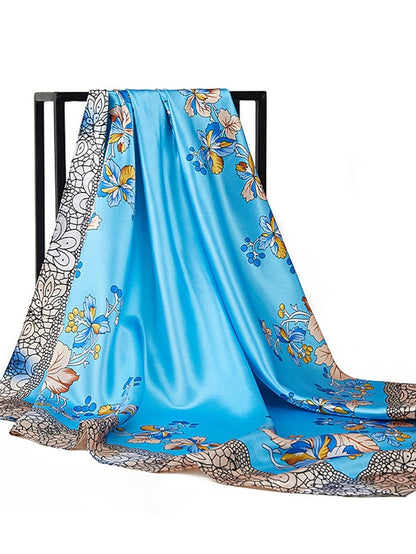 Fashion Shawls Women Daily Bandannas New Print Sunscreen 90X90CM Kerchief Spring Summer Square Silk Scarves - LuckyFash™