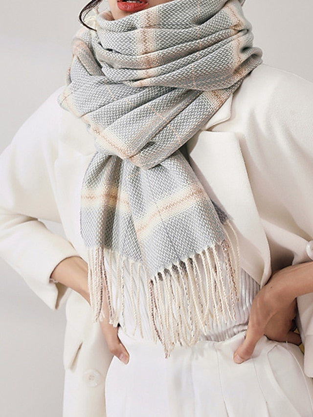 Women's Women's Shawls & Wraps Outdoor Dailywear Holiday Yellow Blue Pink Scarf Plaid - LuckyFash™