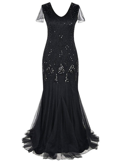 Womenâ€˜s Lace Dress Bodycon Vintage Dress Long Dress Maxi Dress Burgundy Dark Green Blue Black Sleeveless Plain Sequins Winter Fall Spring V Neck Fashion Evening Party 2023 Style S M L XL 2XL 3XL - LuckyFash™