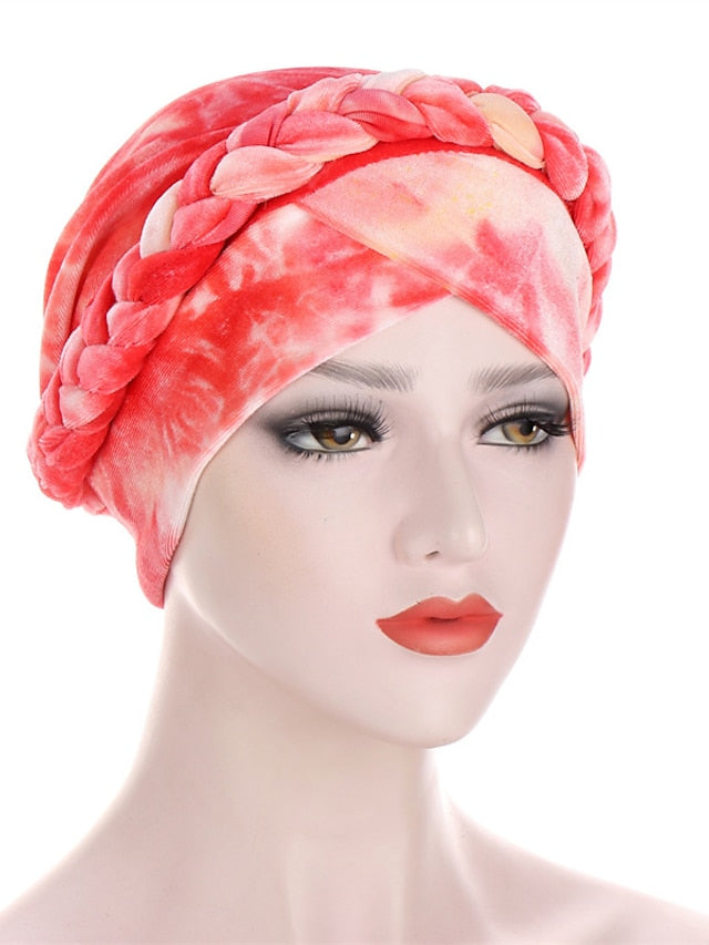 India Tie Dye Turban Cap Muslim Women Hijab Hair Care Hat Braid Headscarf Beanie Bonnet Islamic Headwear Wrap Hair Loss Cover - LuckyFash™