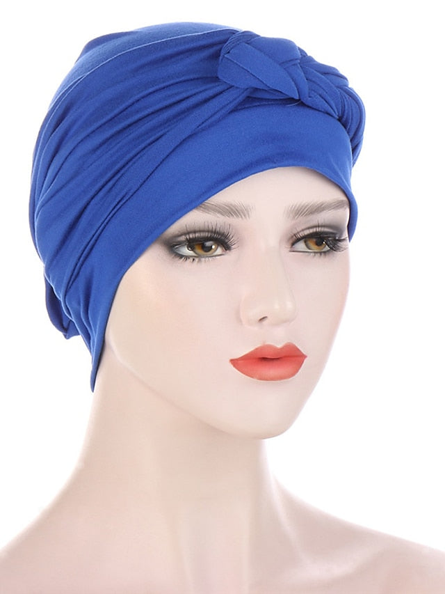 Women Lady Muslim One Half Braid Head Turban Wrap Cover Soft Hat Hair Loss Bonnet Beanies - LuckyFash™